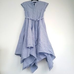 DKNY shirtdress, linen blend, striped blue and white Size 2